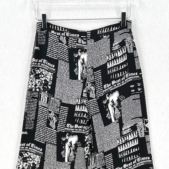 REFORMATION Sorrenti Pants Women 4 Black White Zine Magazine Newspaper Print NEW - Picture 7 of 16